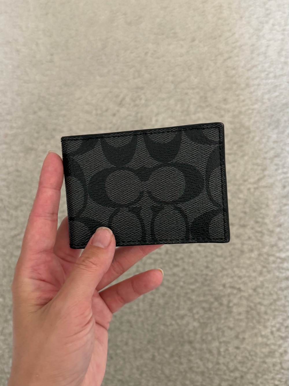 Coach Men's Signature Card Holder in Black/Charcoal